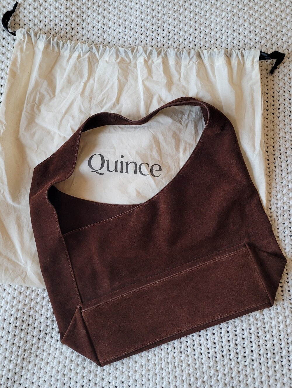 Quince Suede Shoulder Bag In Chocolate Brown